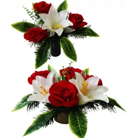   Set Ornamental pentru Mormânt cu Flori Artificiale și Buchet pentru Vază - Model 05ST