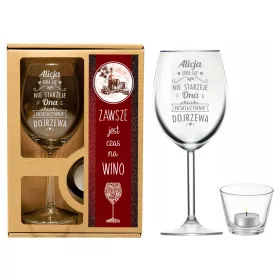    Pahar de vin cu gravat XXL 440 ml Suport lumanare BIRTHDAY inclus ECO