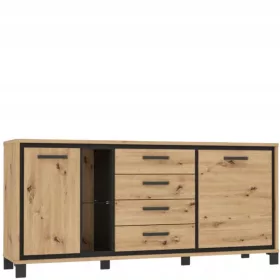    Comodă Forte Trondheim 177,4 x 41,5 x 81,3 cm stejar artizanal, stejar negru mat