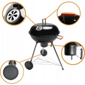  GRIL XXL Carbune cu CRUSUARA pe Roti BBQ Natural 57cm
