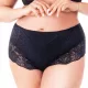  Chiloți eleganti din bumbac din dantelă înaltă în negru PLUS SIZE
