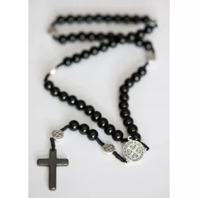    Rozariul benedictin pentru bărbați din pietre de onix pe un șnur cu husă