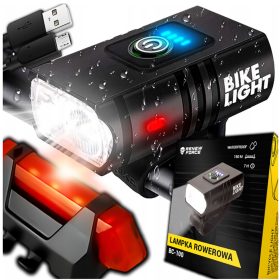    Exquvish Bicycle Light Lampă pentru bicicletă, față, spate, pentru bicicletă, baterie de 1000 lm