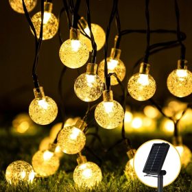    Ghirlande SOLAR Lumini de gradina 50 LED 7M Bile de sticla alb cald IP67
