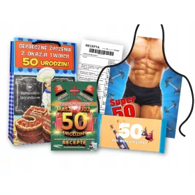    Card șorț + dulce cadou de 50 de ani de naștere pentru un tip tată el CADOU