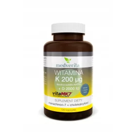   Supliment Alimentar Medverita K2 + D3 cu Vitamina MK7 și D Naturală - 120 Capsule