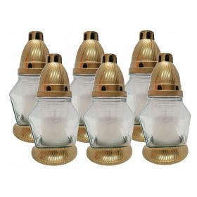  LUMANARI DE STICLA CU INSERTII DE PARAFINA 16cm, 6 buc.