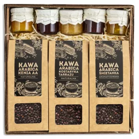  Set CAFEA cadou, boabe Arabica si dulceata