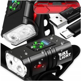    Lampă puternică pentru BICICLETA Lumină LED față + lanternă spate Ghidon BICICLETA USB