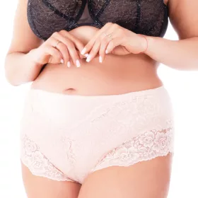    Chiloți din dantelă de bumbac bej SIZE PLUS - Potrivire perfectă! fenomen