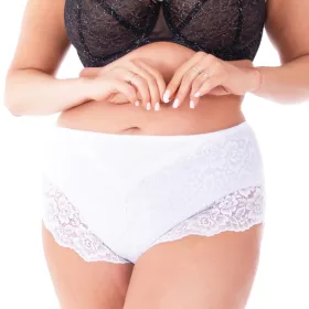   Chiloți alb din dantelă din bumbac PLUS SIZE - Potrivire perfectă! fenomen