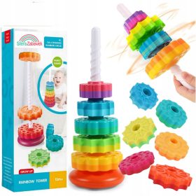    PIRAMIDĂ RĂSUCITĂ MONTESSORI RAINBOW TOWER EDUCAȚIONAL CEL MAI MARE XXL 41CM