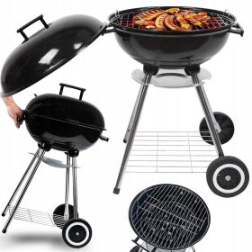    GRĂTAR DE GRĂDĂ ÎNCHIS CU CAPAC ROTUND PORTATIL GRĂTAR PE ROȚI