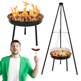    FĂCĂRĂ DE Grădină 2 în 1 GRĂTAR DE CARBUNE GRĂTARĂ ROTUNDĂ TREPIED BOWL BBQ 1000
