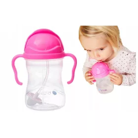  B.Box BB00511 sticla de apa cu paie, 240 ml, roz