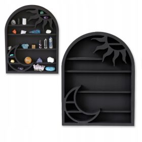    Raft negru pe picioare, Raft MARE pentru figurine, bijuterii, minerale, Hanging Magic