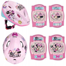    CASTĂ DE BICICLETĂ pentru copii MINNIE Mouse 52-56 cm + PROTECTOR BICICLETA GENUNCHI COAȚE ROZ MINNIE