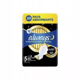   Always Ultra Secure Night Extra (mărimea 5) Tampoane sanitare cu aripi, 20 buc