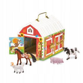    Casa de papusi Melissa & Doug Hambar din lemn cu animale 26,5 cm