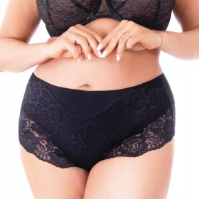    Chiloți negri din dantelă de bumbac PLUS SIZE - Potrivire perfectă! fenomen
