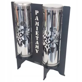    Lumânare lanternă, modern DUET METAL WE REMEMBER, din oțel negru și LED