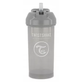  Cana Twistshake cu paie, 360 ml, gri