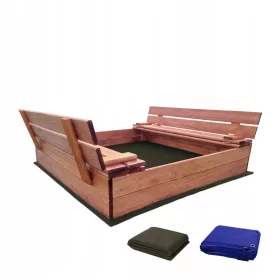   CUTIȚĂ DE NISIP DIN LEMN IMPREGNAT ÎNCHIS PLIATĂ 120 X 120 CM CADOURI GRATUITE