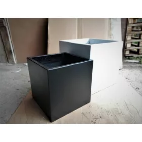    Ghiveci de gradina 40 cm x 40 x 40 cm CIMENT LEGER alb, negru