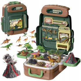    SET MARE DE FIGURINETE OUĂ DE DINOZURI ÎN RUCS VALIZĂ DINOZURI VOLCANI XXXL