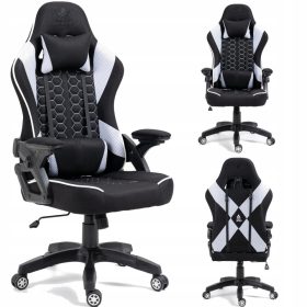  Scaun gaming KRAKEN Feyton, material alb-negru