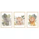  Set 3 postere 30x40 cm Cute Animals Safari Wild Lion Elephant Monkey