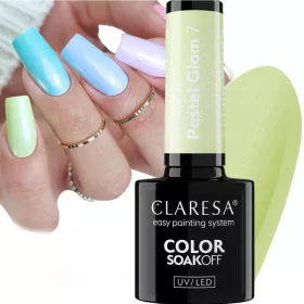    CLARESA PASTEL GLAM 7 HIBRID POLISH PASTEL HIBRID VERDE CU PARCURI