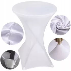   Husă Elastică pentru Masă Rotundă Heckermann, Spandex Alb, Rezistentă la Pete