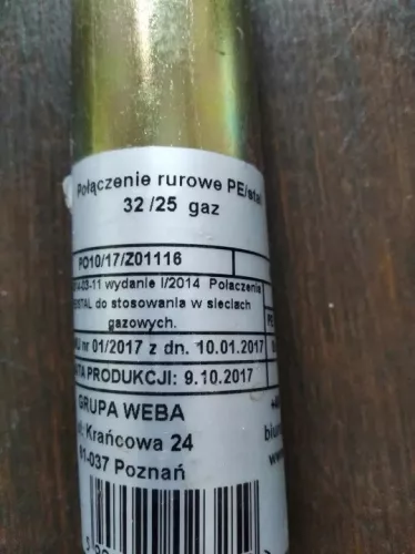 Tranziție conductă gaz WEBA PE100/oțel 32/25 mm, 0,6 m