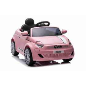    Mașină pentru copii Fiat 500e 2x45W 12V5Ah roți EVA ROZ + fundă GRATUITĂ