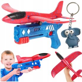    Set pistol pentru avion din polistiren Spumă Lansator MARE 34x32cm 2in1 + breloc Animale amuzante