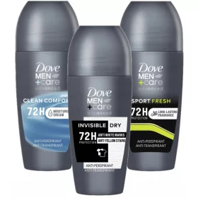  Dove Men+Care Antiperspirant roll-on 50 ml, trei tipuri