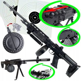    Mitralieră AK-12 cu bile de pistol cu aer moale de 6 mm + VEDERE + 2 scuturi