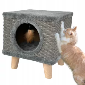    PETSTORY Pat pentru pisici și câini cu GAURICĂ pe PIECI Casă încorporată