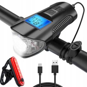    LAMPĂ BICICLETA FAȚĂ SPATE LED KM CONTATOR claxon clopoțel tare 3IN1
