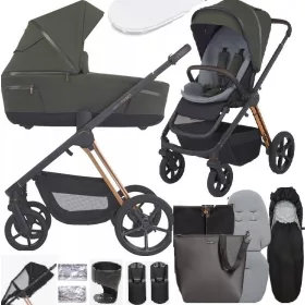    Carucior Espiro Miloo Luxury Green 2in1 + Adaptoare pentru scaune Espiro Miloo