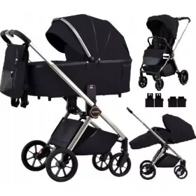    Carucior pentru bebelusi CARRELLO Ultra CRL-6525 2in1 Night Black + adaptoare ALFA Carrello pentru scaun auto Maxi-Cosi Cybex