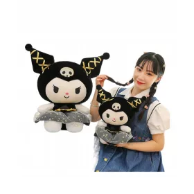    MASCOTA KUROMI CUDDLE, NEGRU ȘI AURII, 35CM, PLUȘ, PLĂUT LA atingere