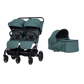    Cărucior dublu Easy Go Echo Sage Green + Natuț moale pentru cărucior ECHO EasyGo pentru copii Sigur și confortabil