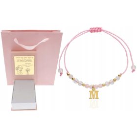  Bratara cu litera pietre naturale COMUNION 4 culori GRAVURA