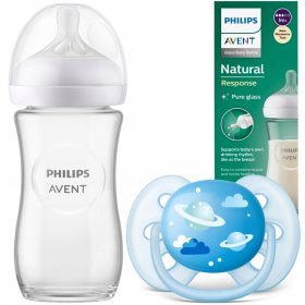    Philips Avent Natural SCY933/01 biberon 240 ml + suzetă Philips Avent silicon ortodontic 6 m +