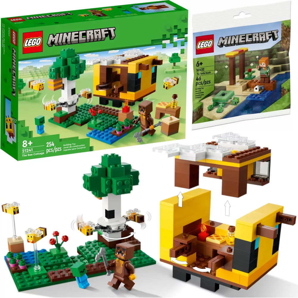 LEGO Minecraft 21241 Stupul de albine + LEGO Minecraft 30432