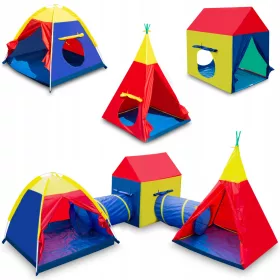    CORT COPII TIPI HOUSE PENTRU CASA DE GRADINA WIIGWAM + TUNEL 5in1 SET