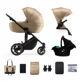    Carucior multifunctional 3 in 1 pentru bebelusi cu scaun PRIME 2 Kinderkraft, bej