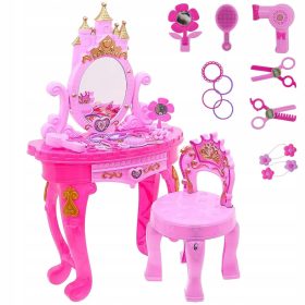    Masuta de toaleta pentru fete cu un set de accesorii - Pink Glamour